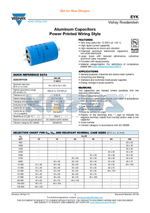 MALLEYK01DG610C02W datasheet - Aluminum Capacitors Power Printed Wiring Style