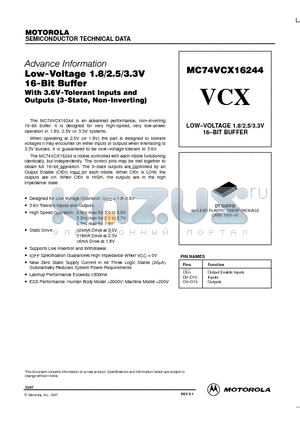 MC74VCX16244DT datasheet - LOW-VOLTAGE 1.8/2.5/3.3V 16-BIT BUFFER