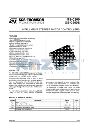 GS-C200S datasheet - INTELLIGENT STEPPER MOTOR CONTROLLERS