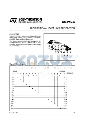 GS-P15-A datasheet - BIDIRECTIONALDATA LINE PROTECTOR