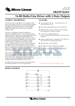 ML65F16244 datasheet - 16-Bit Buffer/Line Driver with 3-State Outputs
