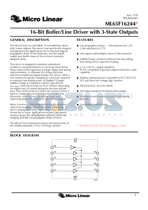 ML65F16244CR datasheet - 16-Bit Buffer/Line Driver with 3-State Outputs