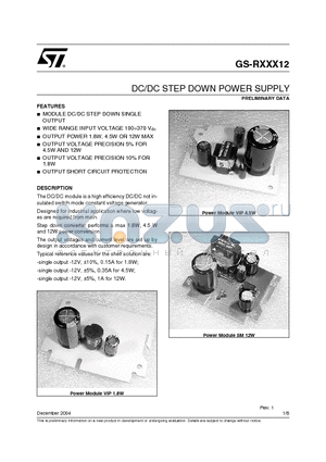 GS-R0.3512VIP datasheet - DC/DC STEP SOWN POWER SUPPLY