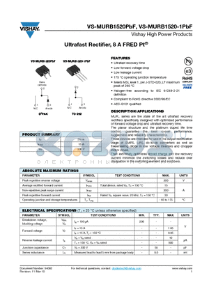 MURB1520PBF_10 datasheet - Ultrafast Rectifier, 8 A FRED Pt