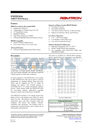 FM22LD16 datasheet - 4Mbit F-RAM Memory