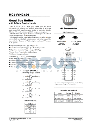 MC74VHC126 datasheet - Quad Bus Buffer