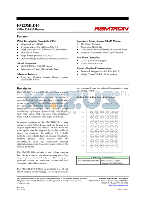 FM23MLD16-60-BG datasheet - 8Mbit F-RAM Memory