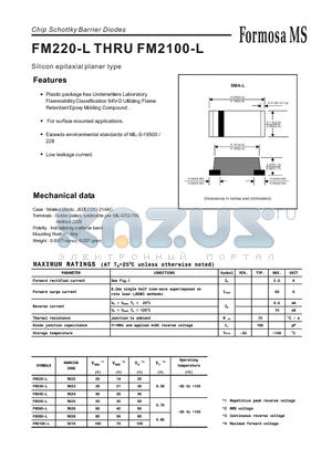 FM240-L datasheet - Chip Schottky Barrier Diodes - Silicon epitaxial planer type