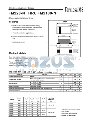 FM240-N datasheet - Chip Schottky Barrier Diodes - Silicon epitaxial planer type