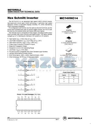 MC74VHC14D datasheet - Hex Schmitt Inverter
