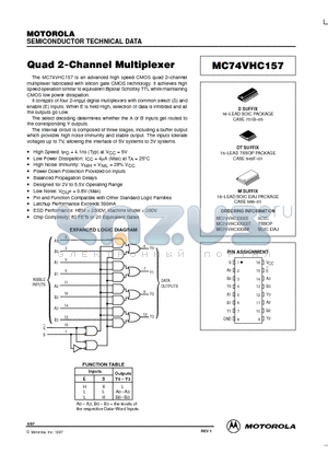 MC74VHC157 datasheet - Quad 2-Channel Multiplexer