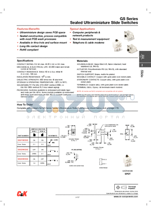 GS04MCBE datasheet - Sealed Ultraminiature Slide Switches