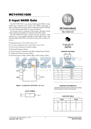 MC74VHC1G00 datasheet - 2-Input NAND Gate