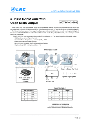 MC74VHC1G01 datasheet - 2-Input NAND Gate with Open Drain Output