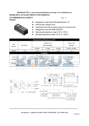 HR002B datasheet - HOME RUN ANALOG FRONT END MODULE