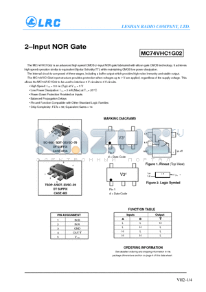 MC74VHC1G02 datasheet - 2-Input NOR Gate