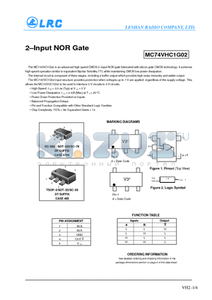 MC74VHC1G02DT datasheet - 2-Input NOR Gate