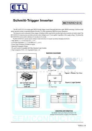 MC74VHC1G02DFT1 datasheet - Schmitt-Trigger Inverter
