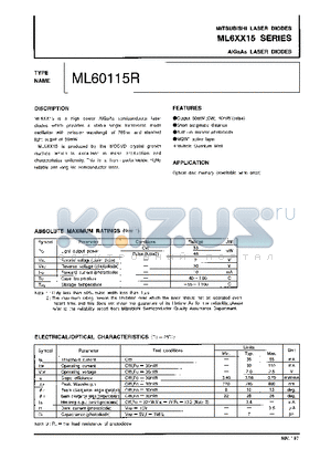 ML6XX15 datasheet - AIGaAs LASER DIODES