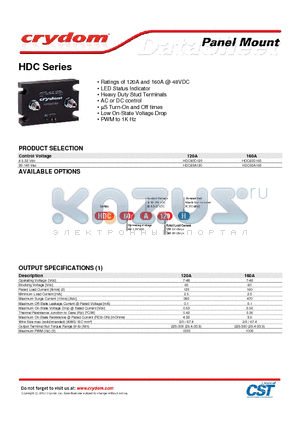 HDC60D120 datasheet - Ratings of 120A and 160A @ 48VDC