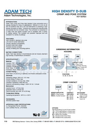 HDCP02R datasheet - HIGH DENSITY D-SUB CRIMP AND POKE SYSTEM