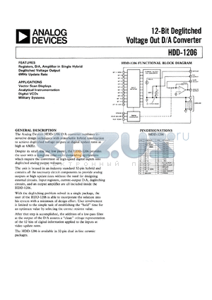 HDD-1206 datasheet - 12-Bit Deglitched Voltage Out D/A Converter