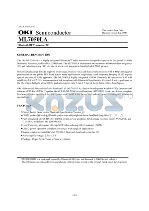 ML7050LA datasheet - Bluetooth RF Transceiver IC