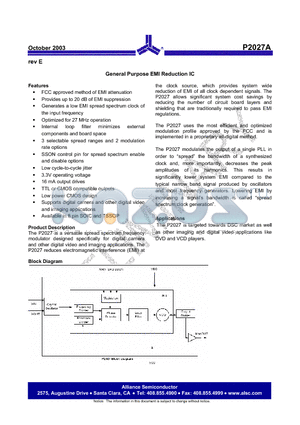 P2027A-08TT datasheet - General Purpose EMI Reduction IC