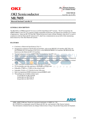 ML7055 datasheet - Bluetooth Baseband Controller IC