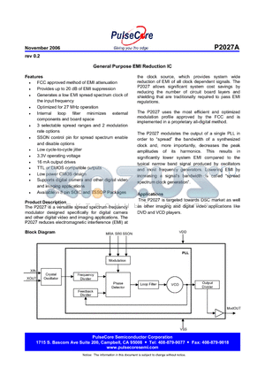 P2027AG-08SR datasheet - General Purpose EMI Reduction IC