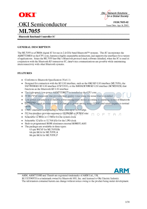 ML7055LP datasheet - Bluetooth Baseband Controller IC