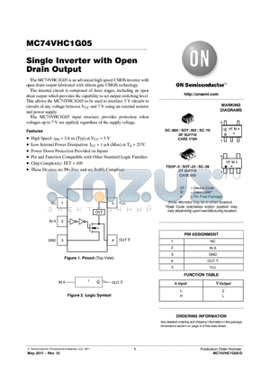 MC74VHC1G05_11 datasheet - Single Inverter with Open Drain Output