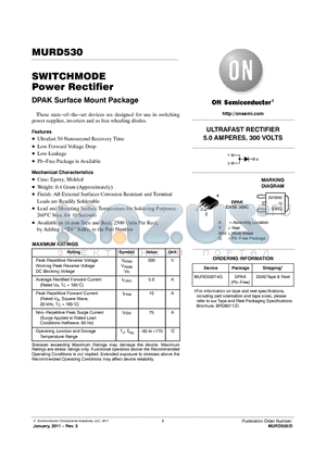 MURD530T4G datasheet - SWITCHMODE Power Rectifier