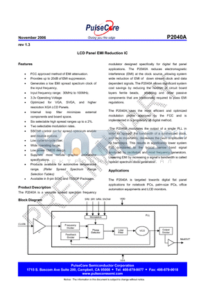 P2040AG-08-TR datasheet - LCD Panel EMI Reduction IC