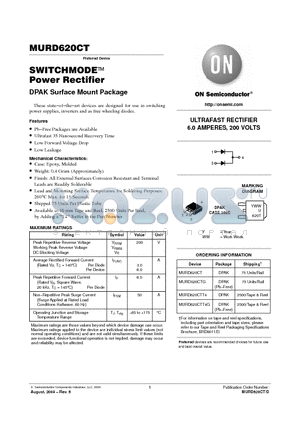 MURD620CT datasheet - SWITCHMODE Power Rectifier