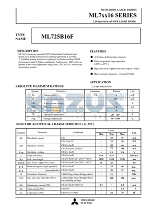 ML725B16F datasheet - 2.5Gbps InGaAsP DFB LASER DIODE