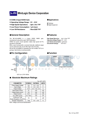 ML74UL00 datasheet - 2-input NAND Gate