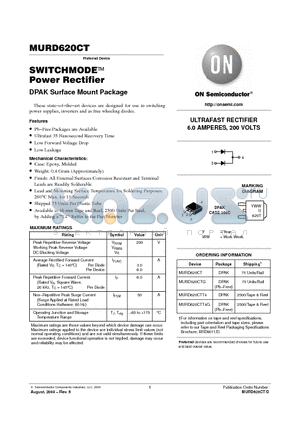 MURD620CTT4 datasheet - SWITCHMODE Power Rectifier