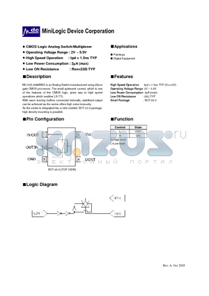 ML74UL4066 datasheet - Analog Switch