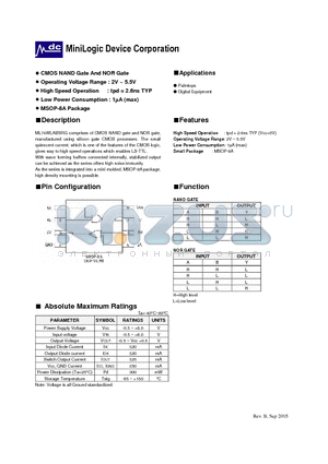 ML74WLAB datasheet - NAND Gate (unbuffered) and NOR Gate (unbuffered)