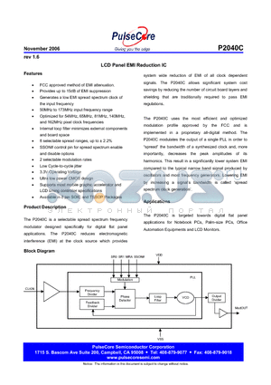 P2040CF-08SR datasheet - LCD Panel EMI Reduction IC