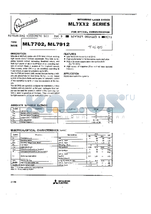 ML7702 datasheet - MITSUBISHI LASER DIODES