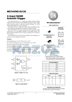 MC74VHC1G132 datasheet - 2-Input NAND Schmitt-Trigger