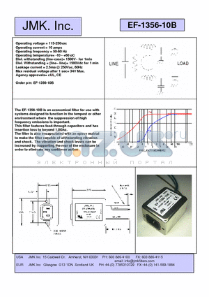 EF-1356-10B datasheet - Operating voltage = 115-250vac Operating current = 10 amps