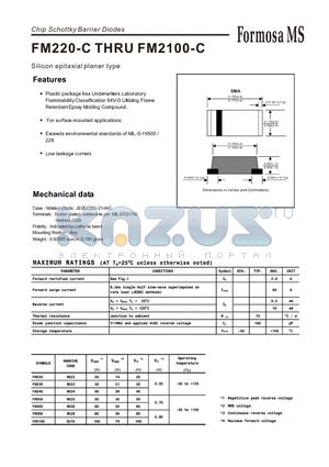 FM250-C datasheet - Chip Schottky Barrier Diodes - Silicon epitaxial planer type