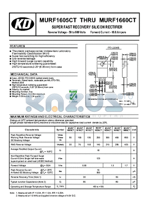 MURF1630CT datasheet - SUPER FAST RECOVERY SILICON RECTIFIER