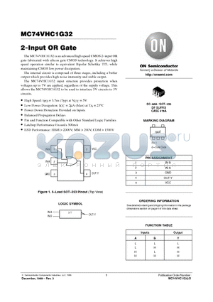 MC74VHC1G32 datasheet - 2-Input OR Gate