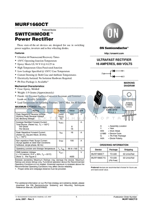 MURF1660CT datasheet - SWITCHMODE Power Rectifier