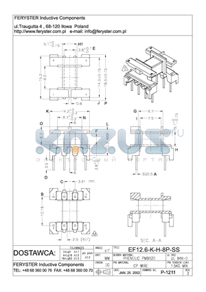 EF12.6-K-H-8P-SS datasheet - COIL FORMER