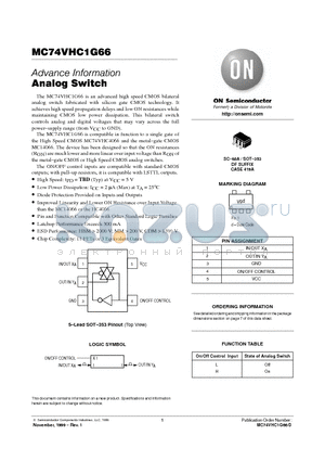 MC74VHC1G66DFT1 datasheet - Analog Switch